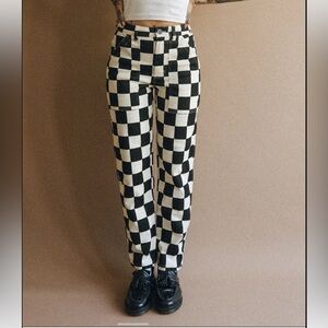 Checkered Black and White Ankle Pants